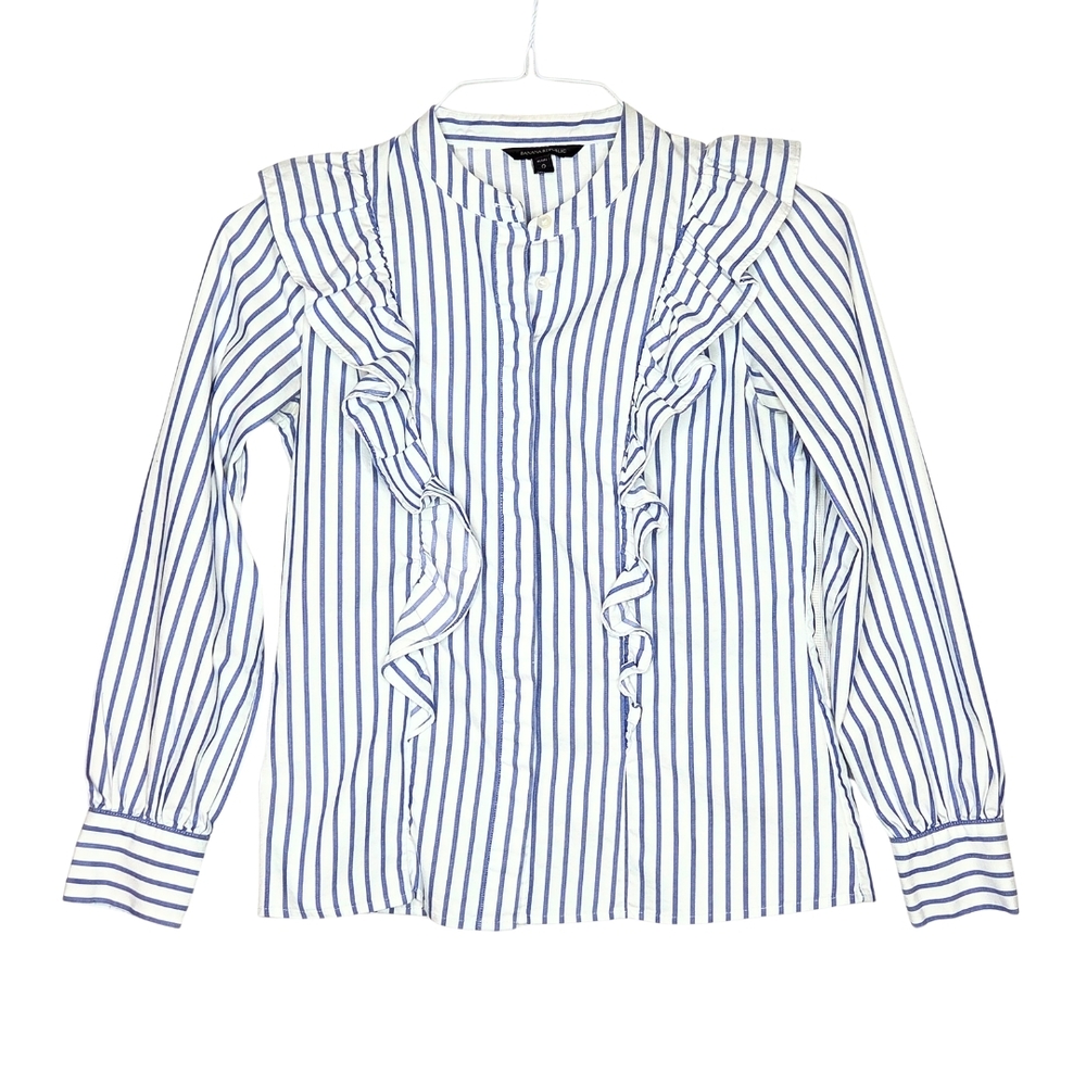 Banana Republic White and Blue Striped Shirt
